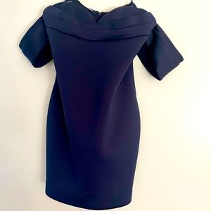 Badgley Mischka Navy Off-Shoulder Cocktail Dress